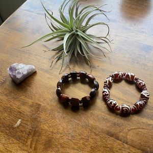 Handmade vintage glass beads tribal bracelet lot